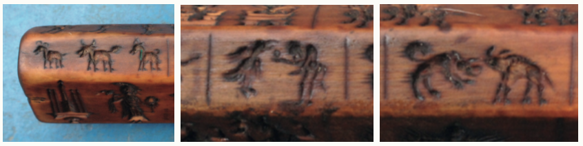 Wooden printing block (par shing) for making dough imprints